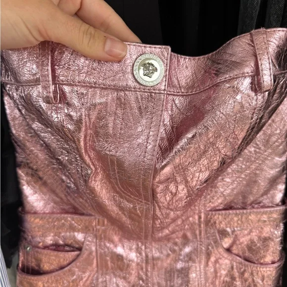 VersaceLaminated Leather Strapless Minidress